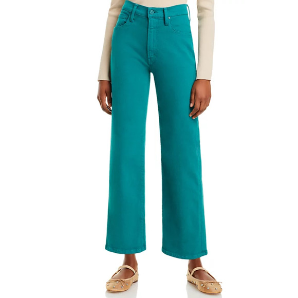 MOTHER JEANS WOMENS 24 RAMBLER ZIP ANKLE HIGH RISE STRAIGHT GREEN NEW - Picture 1 of 14